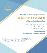 Blue Corner Overlap Bar Mitzvah Invitation